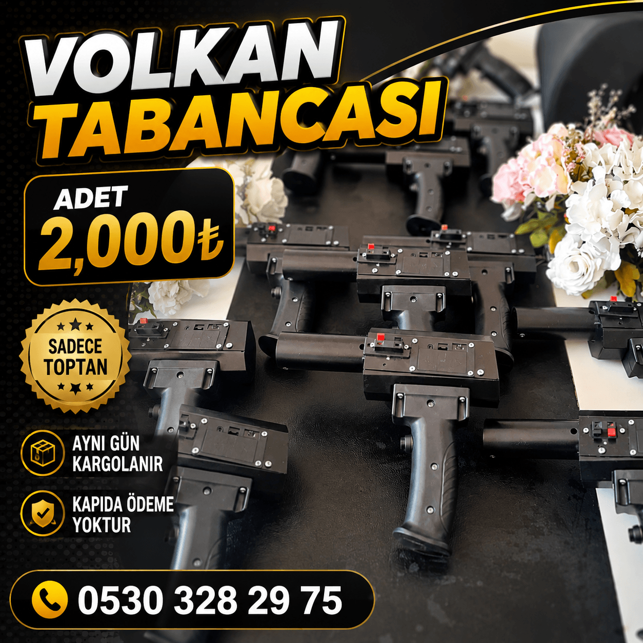 Işıltılı Kıvılcımlı Volkan Tabancası Siparişi - çevre dostu kutlama ürünü